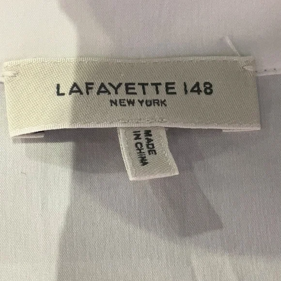 Lafayette 148 New York White Button Down Shirt | Size 1X - Picture 5 of 6